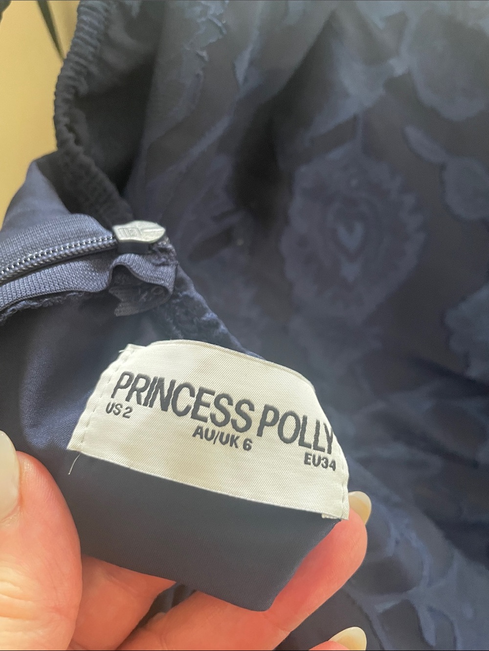 Princess Polly Navy Lace High-Low Slip Dress #133 - Picture 9 of 11